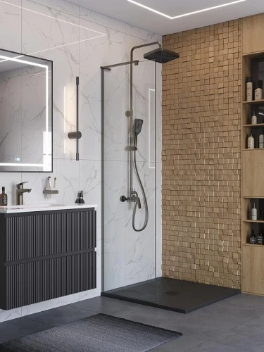 Душевая перегородка BelBagno Uno 60 UNO-L-1-TB-60-C-GM профиль Оружейная сталь стекло прозрачное