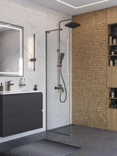 Душевая перегородка BelBagno Uno 60 UNO-L-1-TB-60-C-GM профиль Оружейная сталь стекло прозрачное