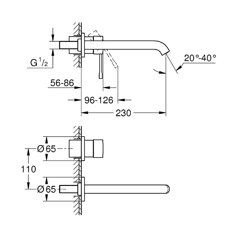 Смеситель для раковины Grohe Essence+ 19967001 Хром латунь встраиваемый