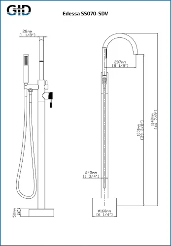 Смеситель для раковины Gid Edessa L070GMSDV цвет Вороненая сталь