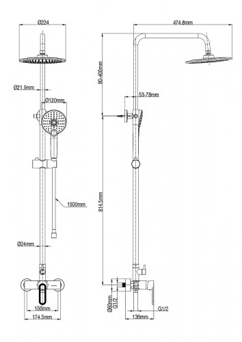 Душевая система Wonzon &amp; Woghand WW-B2166-A-BG цвет Брашированное золото