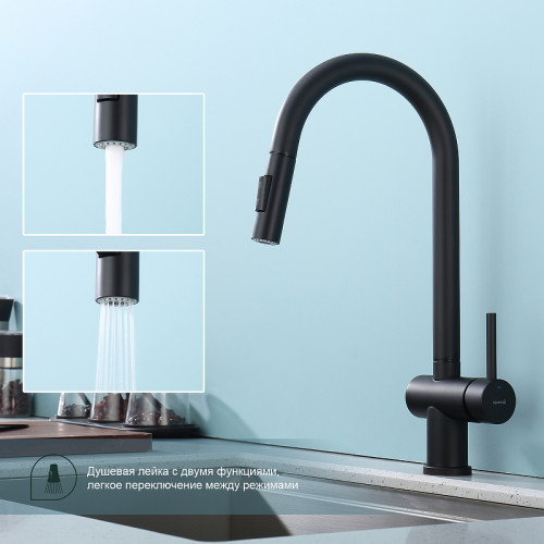 Смеситель для кухни Splenka S204.49.06 Черный матовый латунь