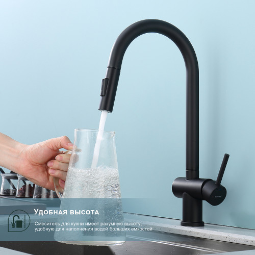 Смеситель для кухни Splenka S204.49.06 Черный матовый латунь