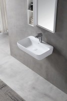 Раковина Abber Stein 60 AS2654 Белая матовая искусственный камень (литьевой мрамор) подвесная
