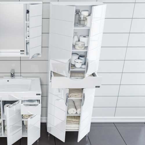 Шкаф пенал СанТа Родос 60 Белый МДФ / ЛДСП