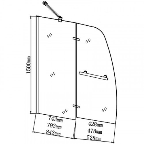 Шторка на ванну Grossman 110 GR-102/2 профиль Хром стекло прозрачное