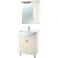 Зеркало со шкафом Bellezza Элеганс 60 R 4618609521077 с подсветкой Бежевое МДФ / ЛДСП, стекло