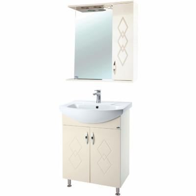 Зеркало со шкафом Bellezza Элеганс 60 R 4618609521077 с подсветкой Бежевое МДФ / ЛДСП, стекло