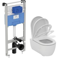 Комплект унитаза с инсталляцией Ideal Standard ProSys Blend Сurve M374901 с сиденьем Микролифт фарфор подвесной