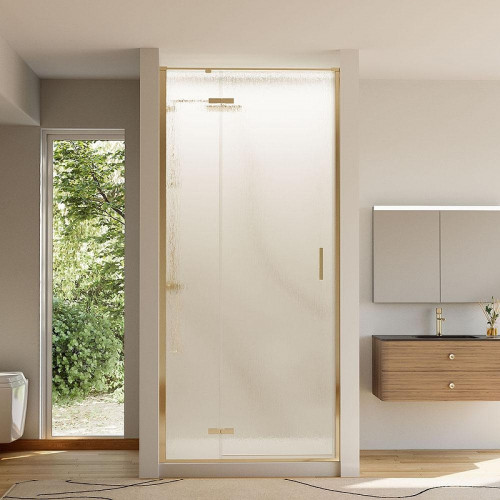 Душевая дверь Veconi Vianno VN-73RG/L 120 VN73RG/L-120-06-C4 профиль цвет Брашированное золото стекло дождь