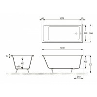 Чугунная ванна Delice Level 140x70 DLR230618-AS без отверстий под ручки с антискользящим покрытием