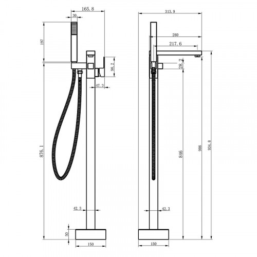 Смеситель для ванны Azario Salen AZ-K311GR цвет Графит