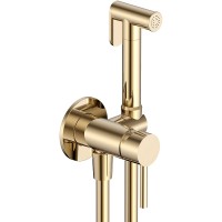 Гигиенический душ со смесителем AQUAme Siena AQM6217BG Шлифованное золото латунь встраиваемый