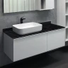 Тумба с раковиной Comforty Милан 120 00-00014006 подвесная Белая гляцевая Калакатта Блэк