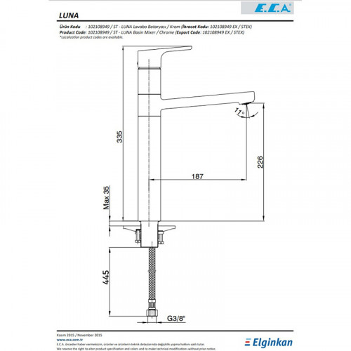 Смеситель для раковины E.C.A. Luna 102108949EX Хром латунь