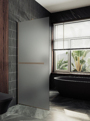 Душевая перегородка Maybah Glass MGD-731-2у 790х1950 в узком профиле с полотенцедержателем Бронза стекло сатиновое