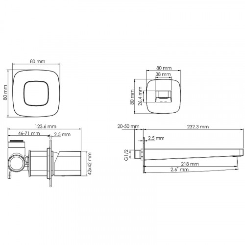 Смеситель для раковины WasserKRAFT Nuthe A9151.315 Черный матовый латунь встраиваемый