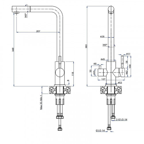 Смеситель для кухни GranFest Z-5421 цвет Графит