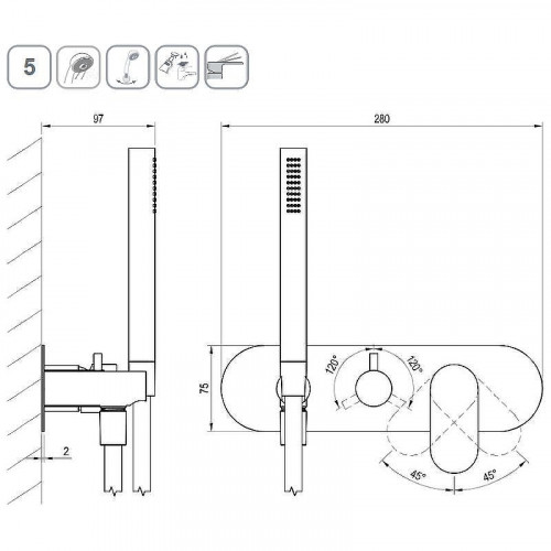 Смеситель для душа Ravak Eleganta EL 068.00CR.O3+S X070216 Хром
