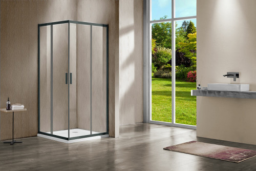 Душевой уголок Vincea Garda 100x100 VSS-1G100CLGM профиль Вороненая сталь стекло прозрачное