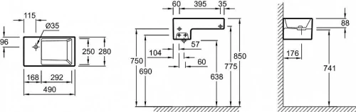 Мини-раковина Jacob Delafon Terrace 49 GA012K-00 цвет Белый