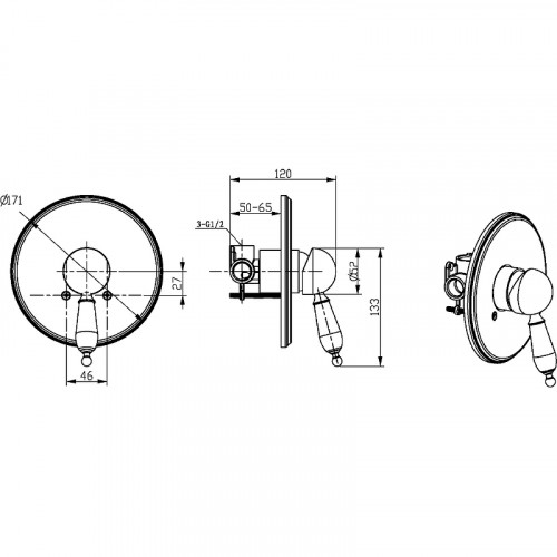 Смеситель для душа Boheme Tradizionale Chromo 265 Хром латунь встраиваемый