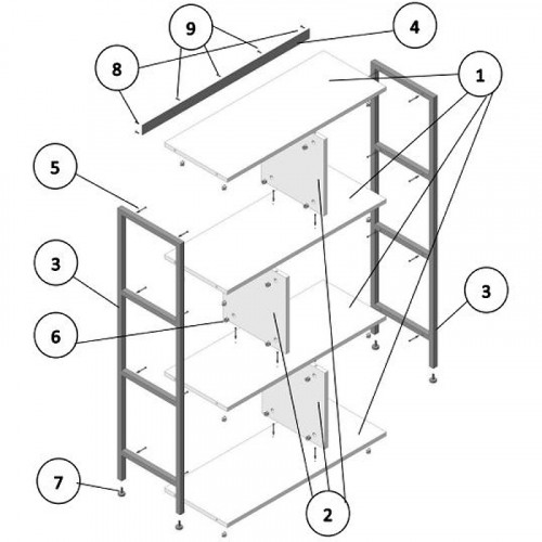 Стеллаж Sanflor Лофт №2 80 С08090 напольный Светлое северное дерево МДФ / ЛДСП