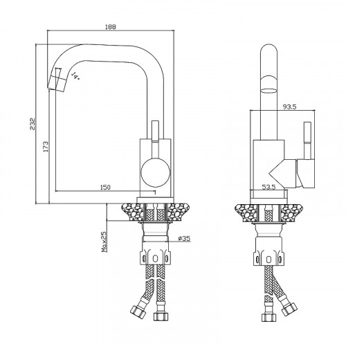 Смеситель для кухни Olive's Balear 13105BLB Черный матовый