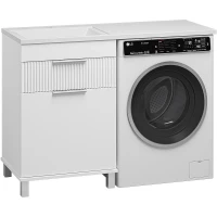 Тумба с раковиной Brevita Enfida 120 L УТ000024652 с бельевой корзиной Белая матовая