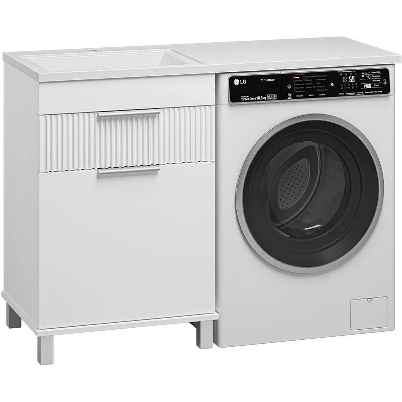 Тумба с раковиной Brevita Enfida 120 L УТ000024652 с бельевой корзиной Белая матовая