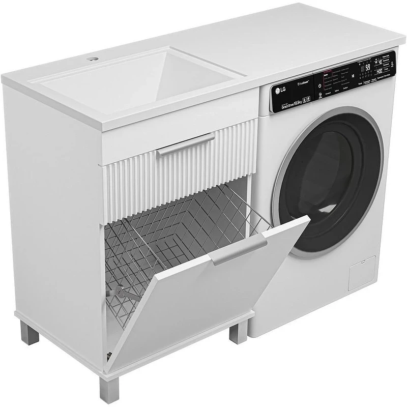 Тумба с раковиной Brevita Enfida 120 L УТ000024652 с бельевой корзиной Белая матовая