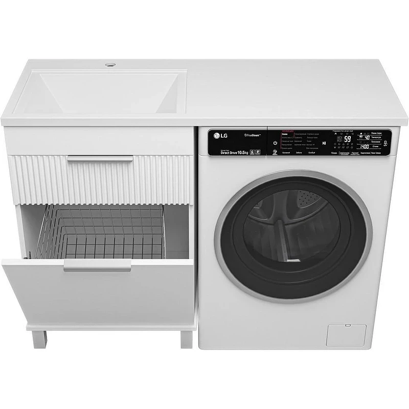 Тумба с раковиной Brevita Enfida 120 L УТ000024652 с бельевой корзиной Белая матовая