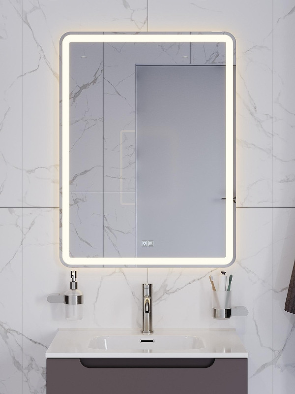 Зеркало BelBagno Марина (Marino) 60 SPC-MAR-600-800-LED-3000K-TCH-WARM с подсветкой с сенсорным выключателем и подогревом