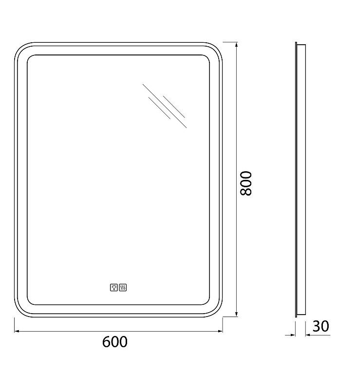 Зеркало BelBagno Марина (Marino) 60 SPC-MAR-600-800-LED-3000K-TCH-WARM с подсветкой с сенсорным выключателем и подогревом