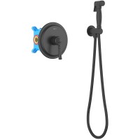 Гигиенический душ со смесителем Aquatek Классик AQ1519MB Черный матовый латунь встраиваемый