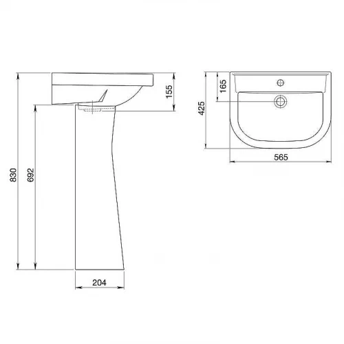 Раковина Santeri Pro 57 1.3115.5.S00.10B.0 цвет Белый