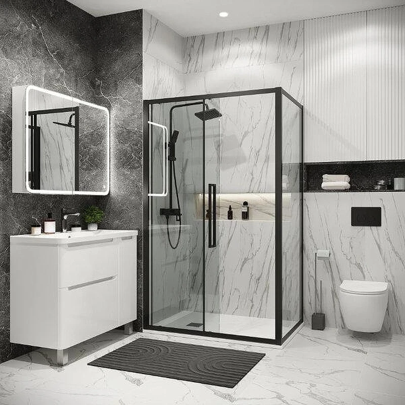 Душевой уголок Grossman Cosmo 120x100 120.K33.02.1210.21.00 профиль Черный матовый стекло прозрачное