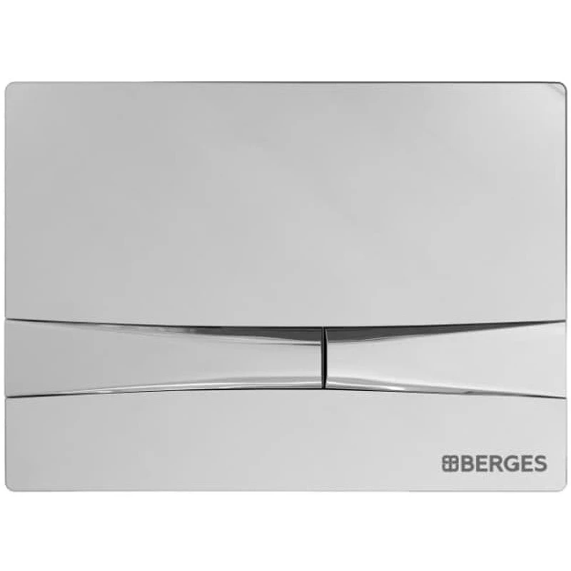 Комплект унитаза с инсталляцией Berges Novum Rimless 043269 с сиденьем Микролифт и клавишей смыва Хром глянец фарфор подвесной
