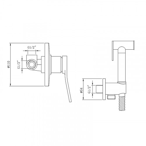 Гигиенический душ со смесителем Bronze de Luxe Element EL28CB Хром Черный латунь на стену
