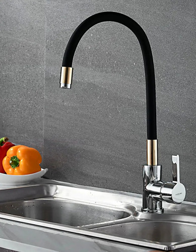 Смеситель для кухни Ledeme Rainbow 4898-10L Хром Золото Черный матовый