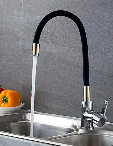 Смеситель для кухни Ledeme Rainbow 4898-10L Хром Золото Черный матовый