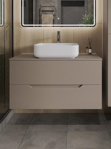 Тумба с раковиной Orange Line 100 Li-100TuLMDF+B05-500W подвесная Латте матовый