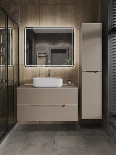 Тумба с раковиной Orange Line 100 Li-100TuLMDF+B05-500W подвесная Латте матовый