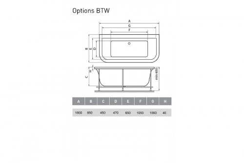 Акриловая ванна Vayer Options 180х85 Гл000006810 цвет Белый