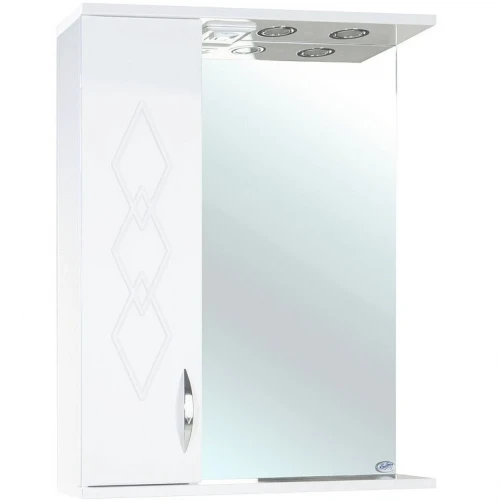 Зеркало со шкафом Bellezza Элеганс 65 L 4618610522018 с подсветкой Белое МДФ / ЛДСП, стекло
