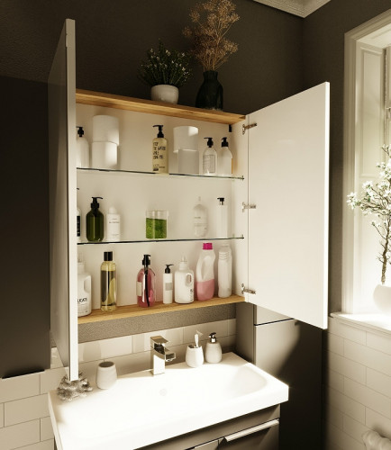 Зеркальный шкаф 1MarKa Gaula 60 У92541 Графит матовый МДФ / ЛДСП, стекло