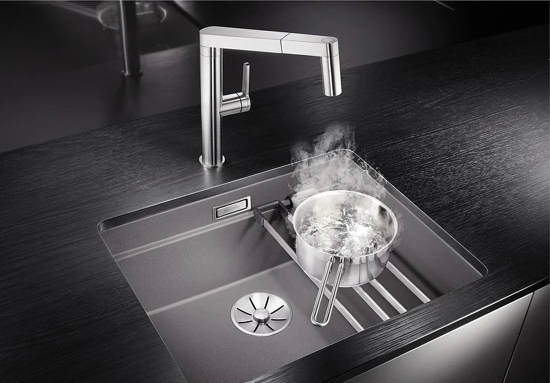 Кухонная мойка Blanco Etagon 500-U 525887 Черная искусственный камень (литьевой мрамор) встраиваемый