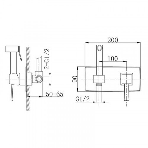Гигиенический душ со смесителем Caprigo Diamante 50-130-oro Золото латунь встраиваемый