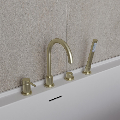 Смеситель на борт ванны Oliveeka Y OL-669017-BGM цвет Оружейный металл матовый