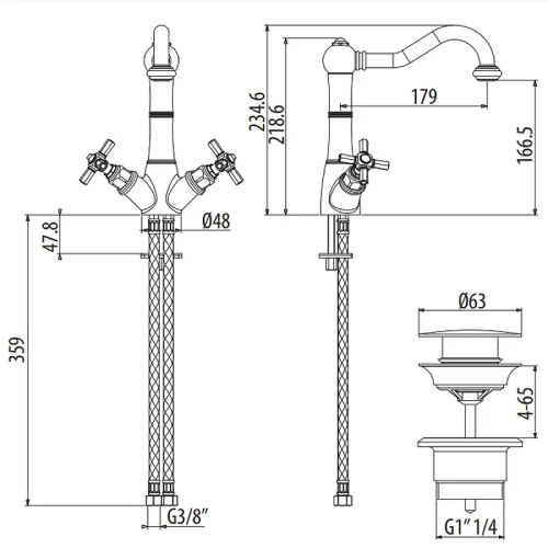 Смеситель для раковины Gattoni TRD TR300/18D0 Золото 24 карат